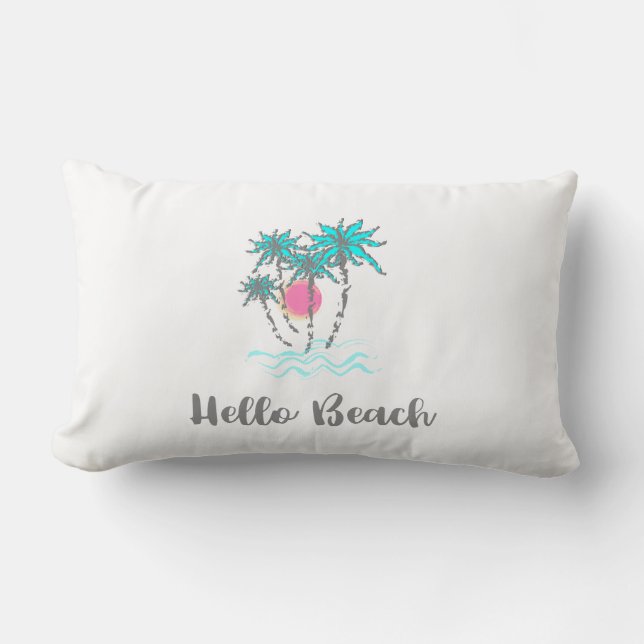 Coussin Rectangle Hello Beach Tropical Summer Unique (Recto)