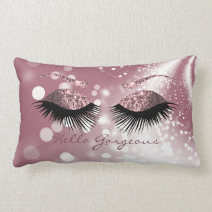 Coussin Rectangle Hello Gorgeous - Rose Gold Eyelash et Brows