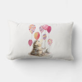 Coussin Rectangle Hérisson avec ballons roses (Recto)