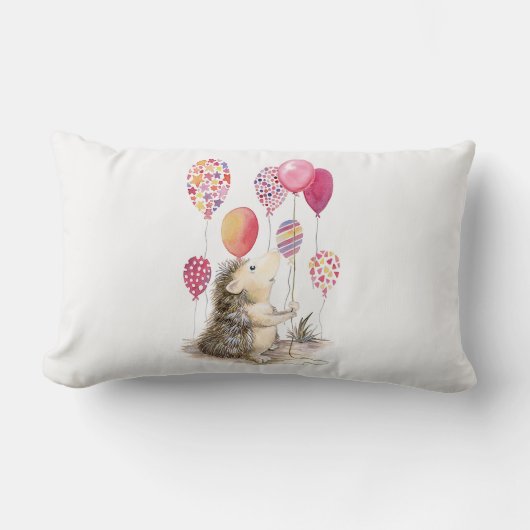 Coussin Rectangle Hérisson avec ballons roses (Recto)