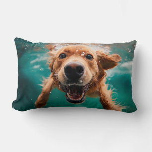 Coussin Rectangle Heureux Golden Retriever Nageant Sous L'eau