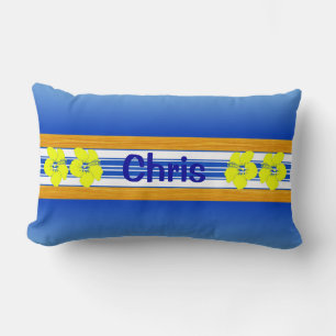 Coussin Rectangle Hibiscus d'Hawaii Surf bleu