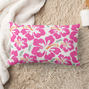 Coussin Rectangle Hibiscus rose esthétique répétition motif