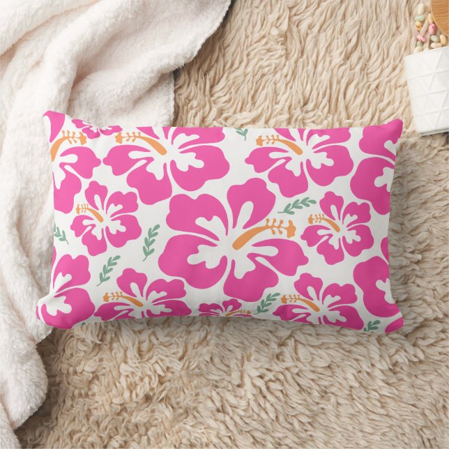 Coussin Rectangle Hibiscus rose esthétique répétition motif (Couverture)