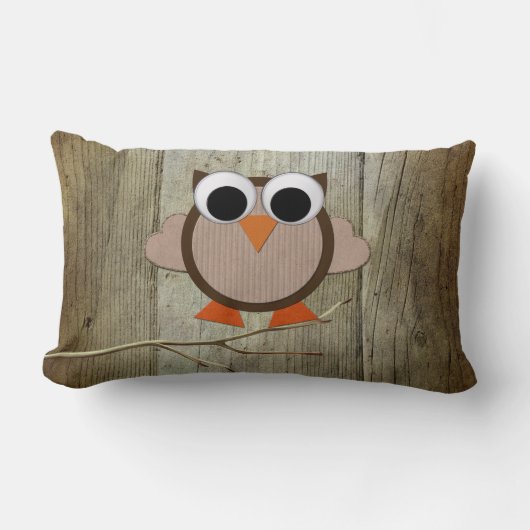 Coussin Rectangle Hibou lunatique et bois (Recto)