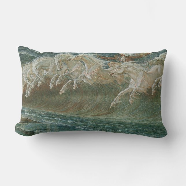 Coussin Rectangle Hippocampes et Poseidon (Recto)