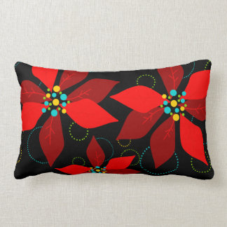 Coussin Rectangle Hiver de fête de poinsettia de Noël floral
