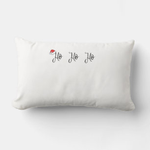 Coussin Rectangle Ho Ho Ho portant un chapeau de santa rouge