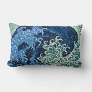 Coussin Rectangle Hokusai Vague Féminine Vintage Océan