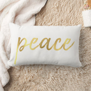 Coussin Rectangle Holiday Peace Script Décontracté or moderne en