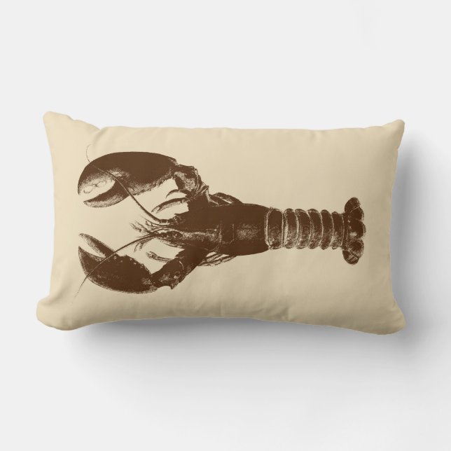 Coussin Rectangle Homard Brown foncé sur beige clair (Recto)