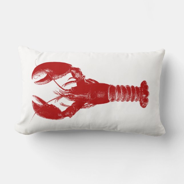 Coussin Rectangle Homard rouge-foncé sur le blanc (Recto)