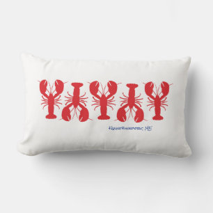 Coussin Rectangle Homards rouges Bleu Blanc Lieu personnalisé