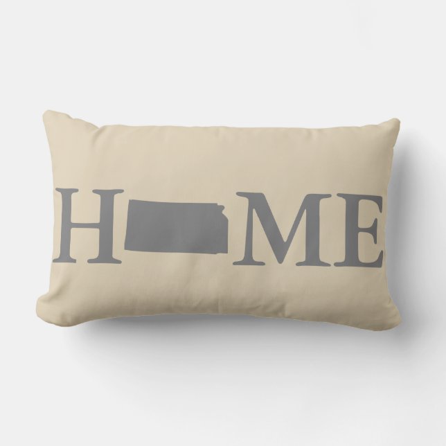 Coussin Rectangle Home State Kansas Grey & Cream (Recto)