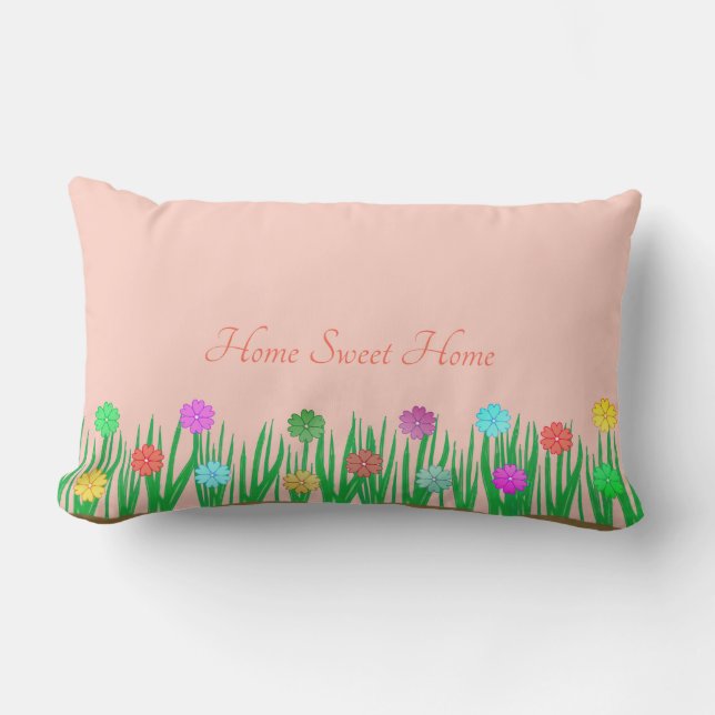Coussin Rectangle Home Sweet Home Flowers (Recto)