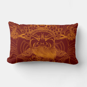 Coussin Rectangle Homme chinois traditionnel jaune rouge mignon