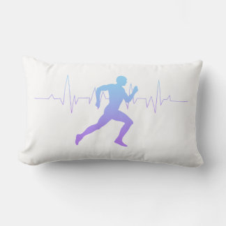 Coussin Rectangle Homme Coureurs Silhouette Gradient Heartbeat