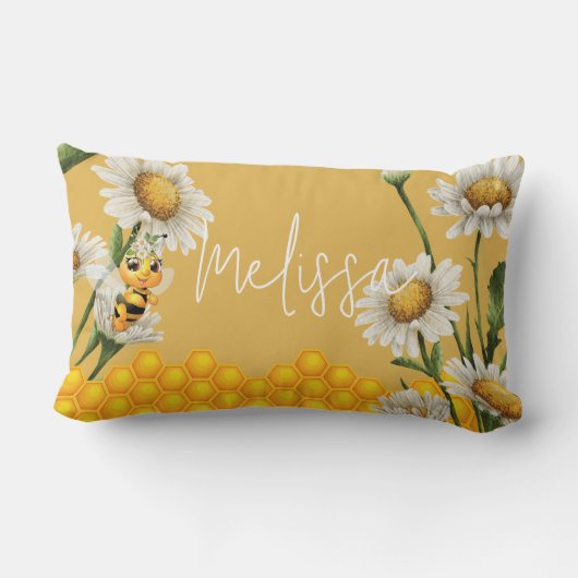 Coussin Rectangle Honey Bee Honeypeb White Daisy Personnaliser (Verso)