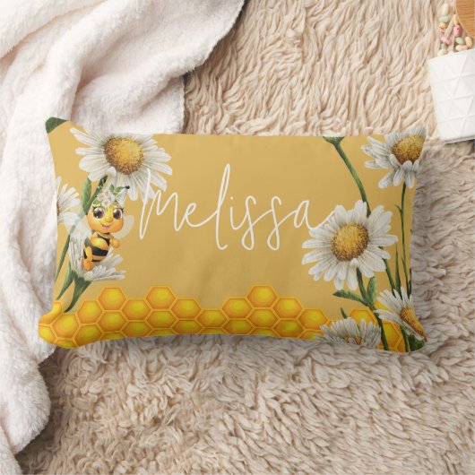 Coussin Rectangle Honey Bee Honeypeb White Daisy Personnaliser (Couverture)