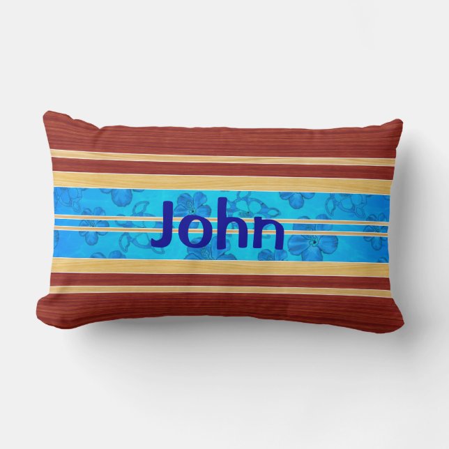 Coussin Rectangle Honu Hawiian Fake Wood Surboard (Recto)