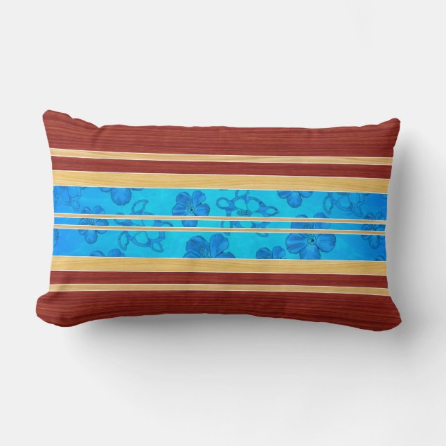 Coussin Rectangle Honu Hawiian Faux Wood Surboard (Recto)