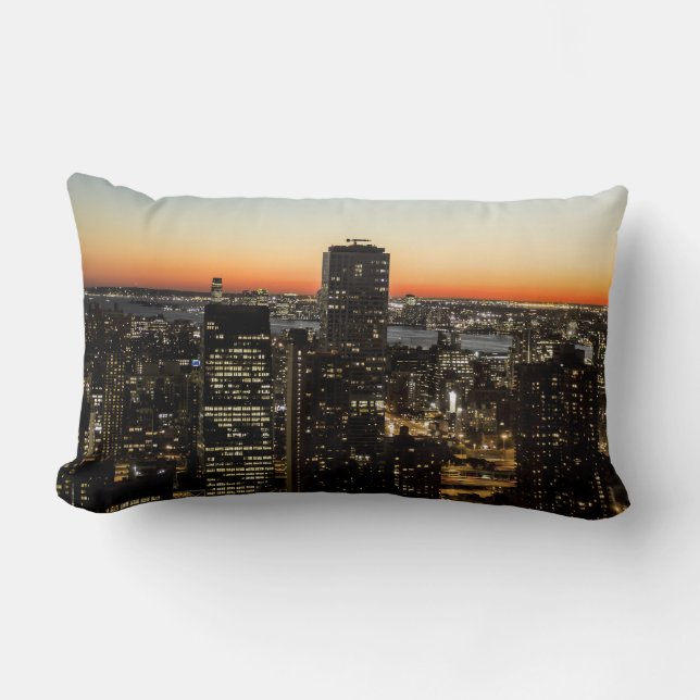 Coussin Rectangle Horizon 2 de New York City dégrossi (Recto)