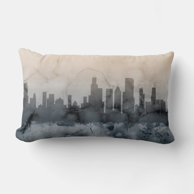 Coussin Rectangle Horizon de Chicago l'Illinois (Recto)