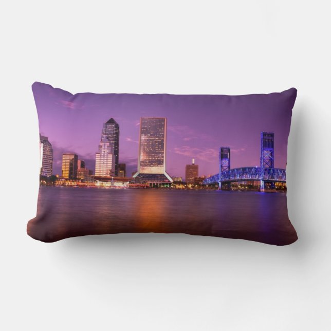 Coussin Rectangle Horizon de Jacksonville la Floride la nuit (Recto)