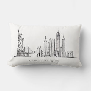Coussin Rectangle Horizon de New York minimaliste en ligne art