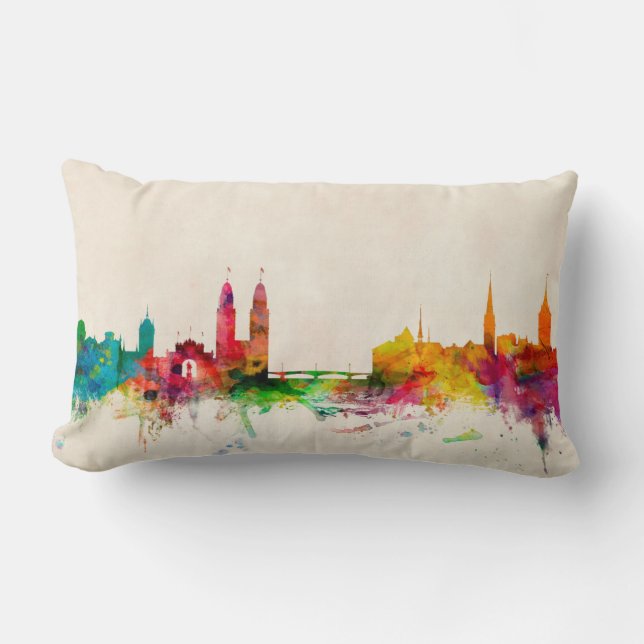 Coussin Rectangle Horizon de Zurich Suisse (Recto)