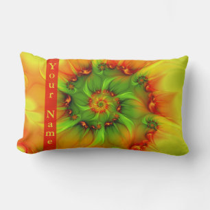 Coussin Rectangle Hot Summer Green Orange Art Abstrait Colorful Nom