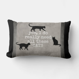 Coussin Rectangle humour chaton mignon citation gris et blanc