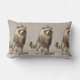 Coussin Rectangle Hybride Raton Laveur Lion – Bois Doré à Crinière D