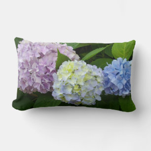 Coussin Rectangle Hydrangeas, fleurs roses, fleurs violettes bleues