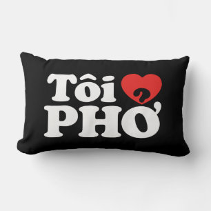 Coussin Rectangle I Heart (Love) Pho (Tôi PHỞ)