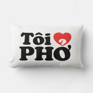Coussin Rectangle I Heart (Love) Pho (Tôi PHỞ)