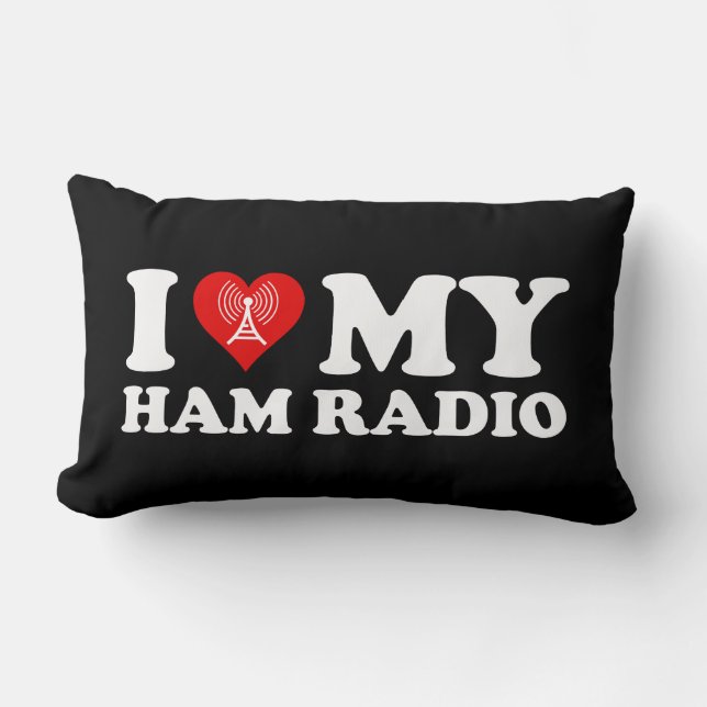 Coussin Rectangle I Love (Heart) My Ham Radio (Recto)