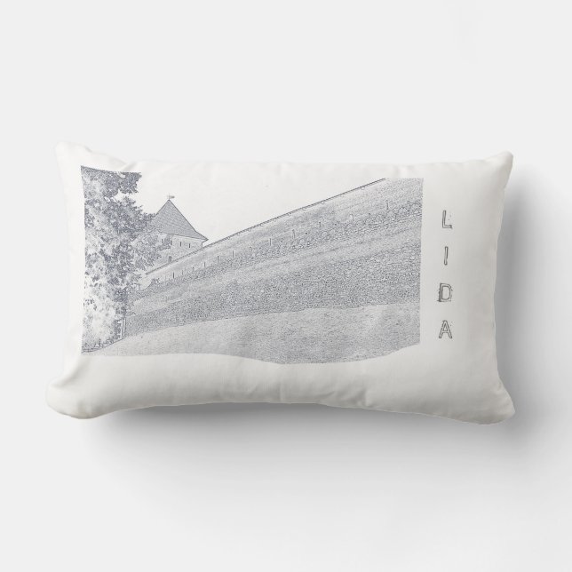 Coussin Rectangle I Love Lida Belarus Architecture Castle Sketch (Recto)