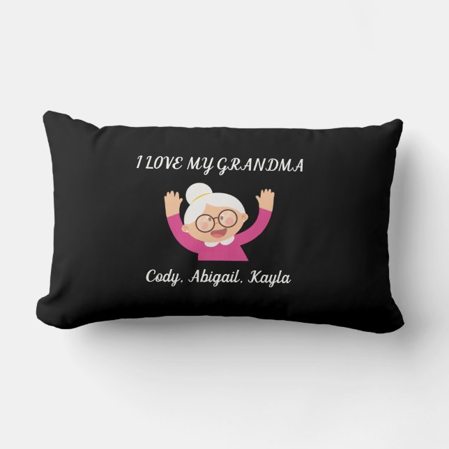 Coussin Rectangle "I Love My Grandma" lance l'oreiller avec les noms (Recto)