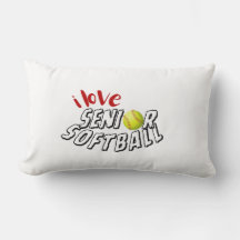 I Love Senior Softball Throw Pillows