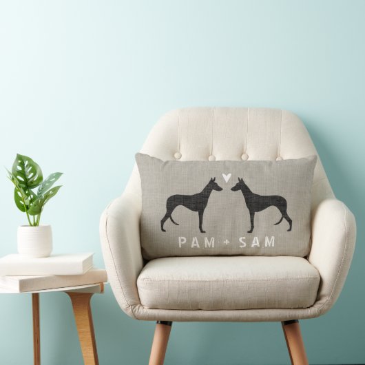 Coussin Rectangle Ibizan Hound Silhouettes Love (Chaise)
