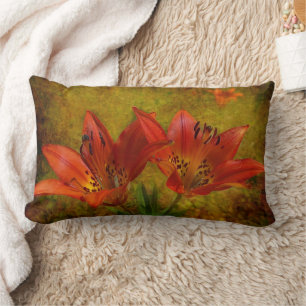 Coussin Rectangle Icône Lily de l'Ouest rouge des Prairies texturée