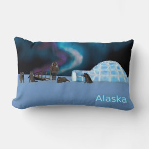 Coussin Rectangle Igloo et aurores boréales - Alaska