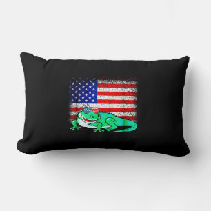 Coussin Rectangle Iguana avec drapeau américain