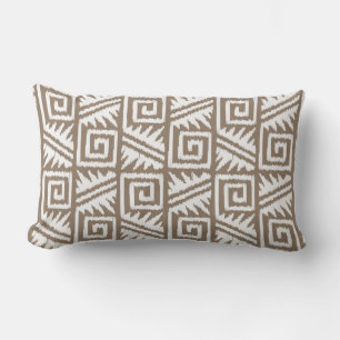 Coussin Rectangle Ikat Aztec Tribal - Taupe Tan et Crème
