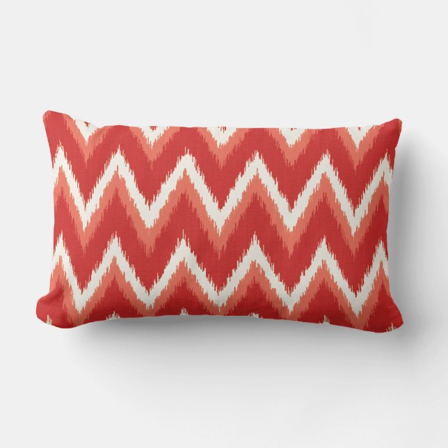 Coussin Rectangle Ikat Chevron Stripes - Rust Orange et Blanc (Recto)