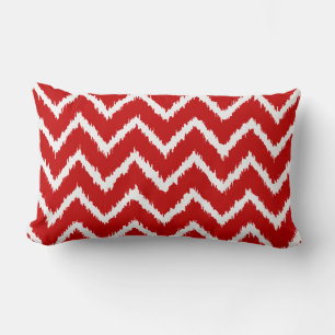 Coussin Rectangle Ikat Chevrons - Rouge profond et blanc