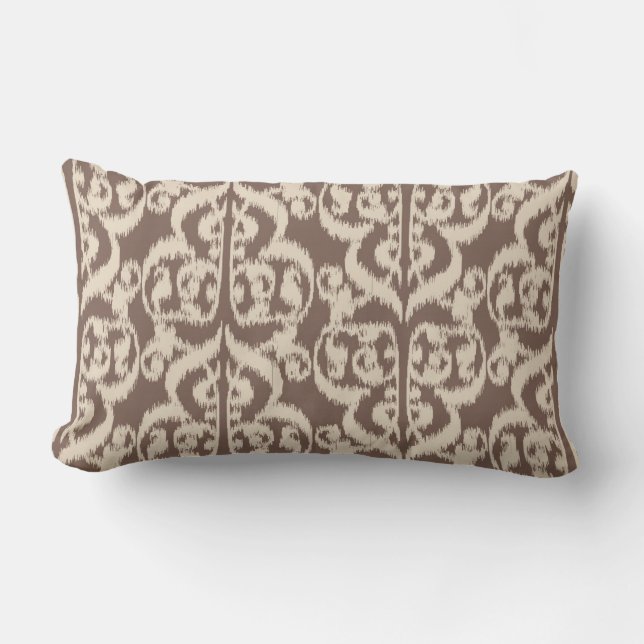 Coussin Rectangle Ikat Moorish Damask - beige et taupe (Recto)