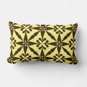 Coussin Rectangle Ikat Star Motif - Brown et jaune