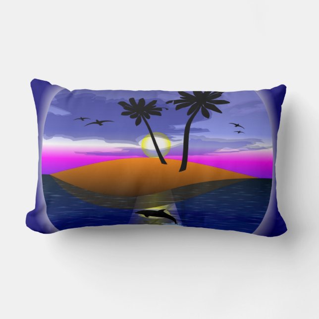 COUSSIN RECTANGLE ÎLE TROPICALE (Recto)